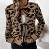 Pulls à manches longues et col rond à imprimé léopard pour femme, mode décontractée, automne-hiver
