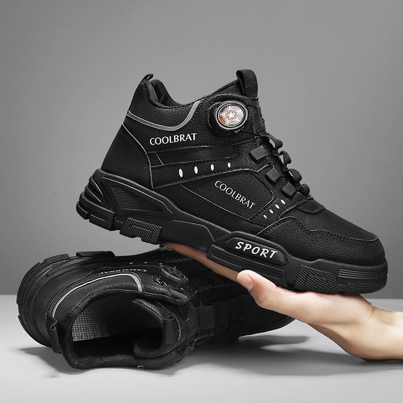 Men's High Top Platform Casual Boots Swivel Button Outdoor Cargo Men's Booties Motorcycle Ankle Boots Sneakers for Men 2025
