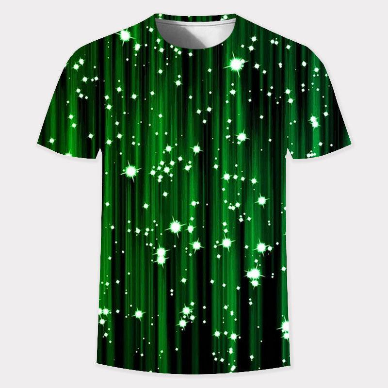 Sommer 3D Gold Mode Digital Harajuku Print Kurzarm Rundhals Herren Freizeit Persönlichkeit Hip Hop Street T-Shirt Tops