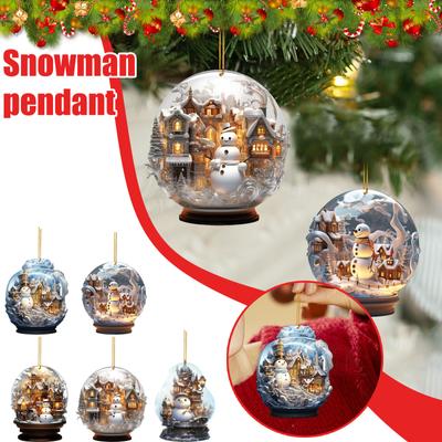 Ornamente de Crăciun Om de zăpadă de Crăciun Bijuterii din acril Decor unic cu fulgi de nea Pandantiv cu minge rafinat