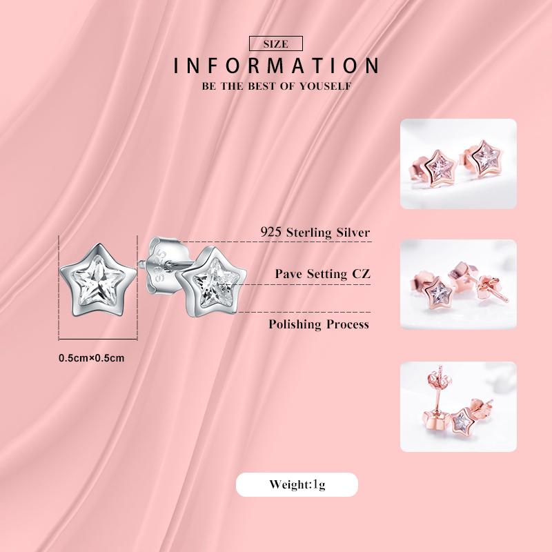 Modian 925 Sterling Zilver Helder Fonkelende Zirconia Sterren Stud Oorbellen Voor Vrouwen Prachtige Mode-sieraden