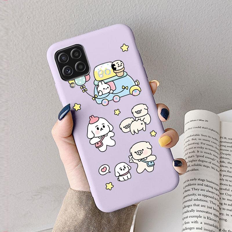 Case For Samsung A12 5G M12 F12 A 12 Cute Heart Flower Back Cover Soft Silicone Matte Protective Funda For Samsung Galaxy A12 5G