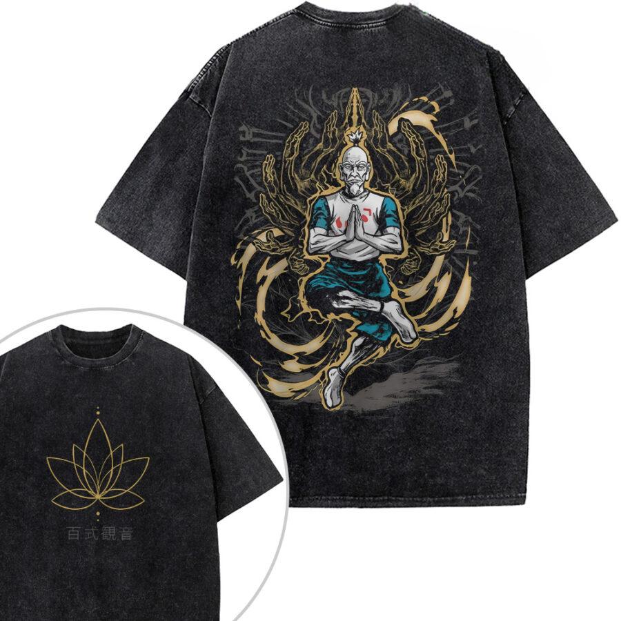 Anime Hunter X Hunter Gon Kurapika Grafik T-Shirt Herren Damen Kleidung Lässig Baumwoll-T-Shirt Vintage Washed T-Shirt Harajuku Oberteile