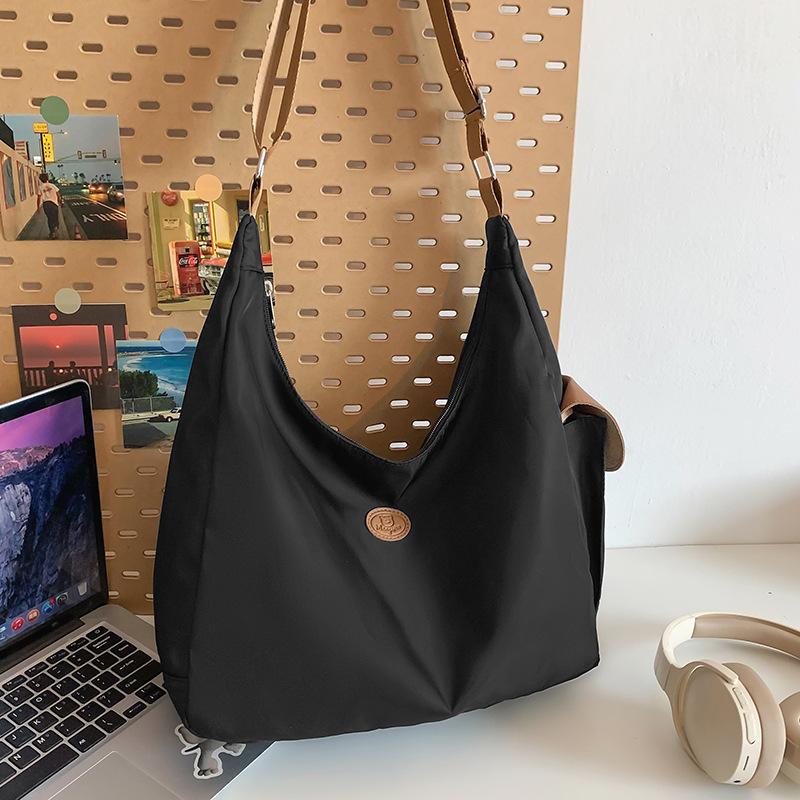 Canvas Bag Women's High End Versatile Niche Dumpling Bag Solid Color One Shoulder Crossbody Bag