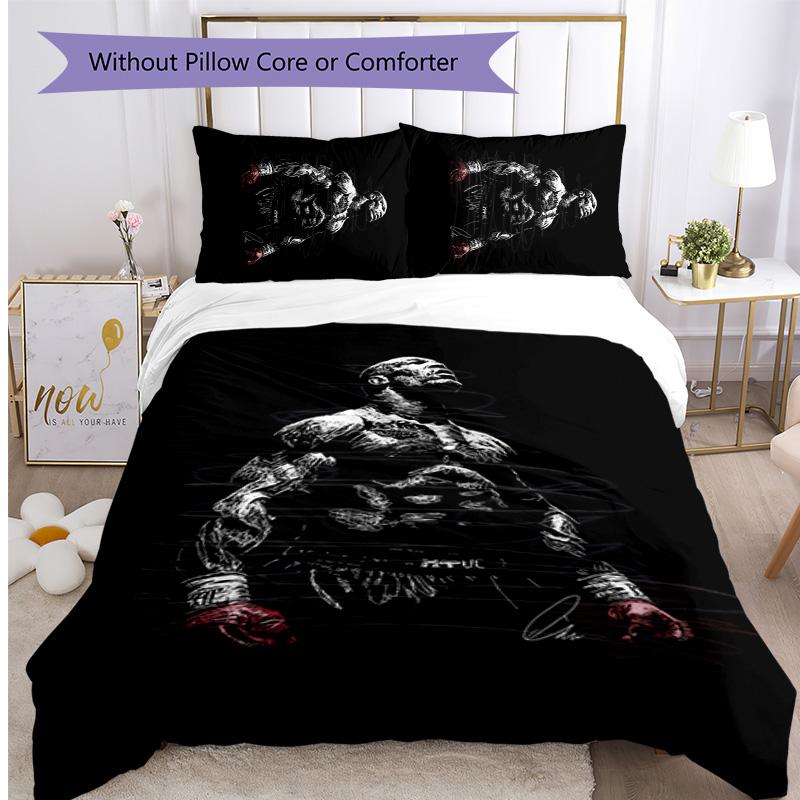 Mike Tyson Aufdruck 3-teiliges Bettwäsche-Set Weiche Atmungsaktive Bettbezug Kissenbezüge Set Waschbar Schlafzimmer Dekoration Heimgeschenk