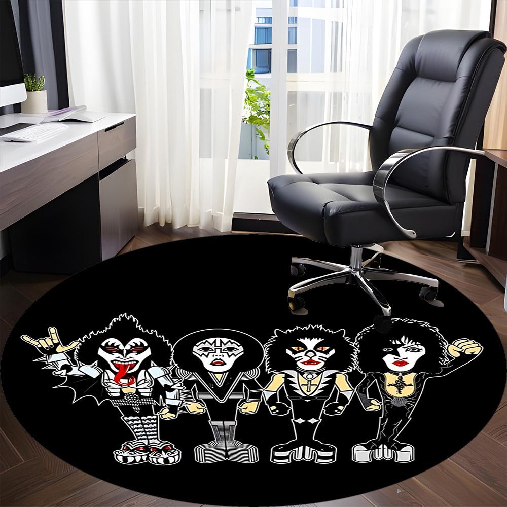 1PC KISS Band Office Round Rug Perfect for Office Non-Slip Backing, Decorative Floor Mat Yy250916070