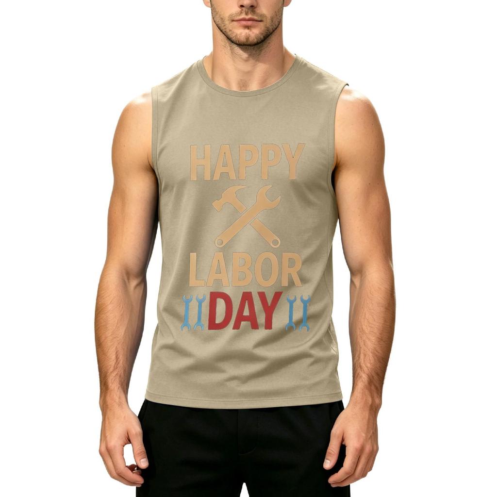 Ärmelloses Herren-Freizeit-Tanktop mit Aufdruck zum Tag der Arbeit Leichtes Sommer-Muskelpassform-Trainings-T-Shirt