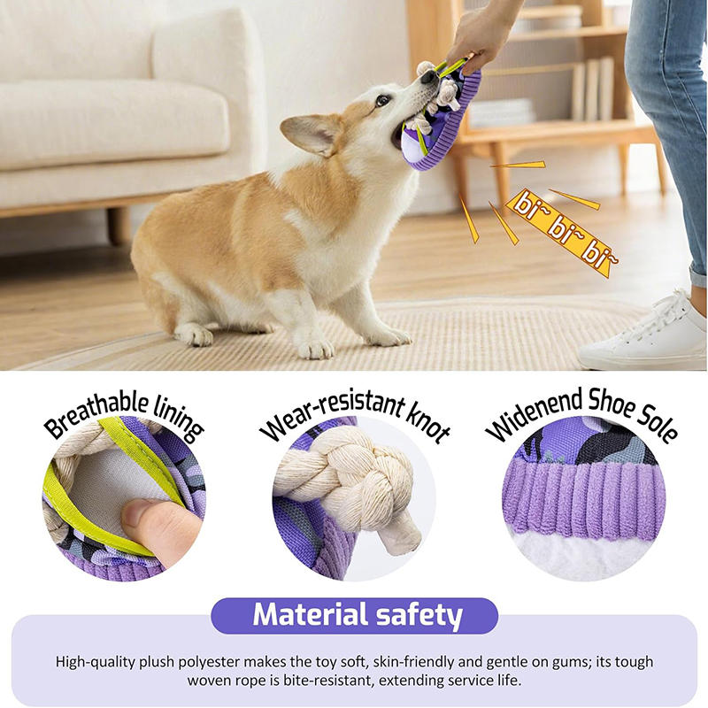 Chewing Vocalize Pet Cotton Rope Slippers with Cotton Rope Oxford Pet Bite Toys Candy Color Bite Resistant Dog Sound Making Toys