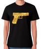 Gold Pistol Graphic T-Shirt Handgun Illustration Streetwear Unisex Tee
