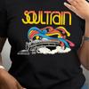 180 g/m² Soul Train Grafik-T-Shirt - Lässiges Rundhals-Kurzarm-T-Shirt, 95 % Polyester 5 % Elastan, Ganzjahres-Oberteil, Normale Länge