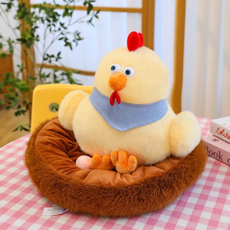 Yaratıcı civciv bebek yastık tavuk yumurtlayan peluş oyuncak tavuk yuvası civciv çıkaran bebek sakinleştirici bebek