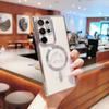 Electroplated magnetic transparent love mobile phone case is suitable for Samsung S24ULTRA lens film S24 advanced sense S23FE