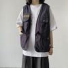 Unisex Casual Waistcoat Sleeveless Multi Pockets Design Vest Coat Zipper Buttons Closure Jacket Cargo