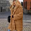 Damen Winterjacke Übergröße Kunstpelz Lockere Oberbekleidung mit Kapuze Mittellanger mehrlagiger Thermo-Plüschmantel für die tägliche Arbeit im Freien