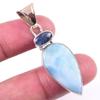 Natural Republic Larimar, Kyanit 925 Pevné Sterlingové Stříbro Dárkový Přívěsek 2" F2b34