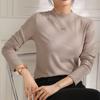 Women's Long Sleeve Solid Color T-Shirt Slim Fit Velvet Turtleneck or Spring and Autumn