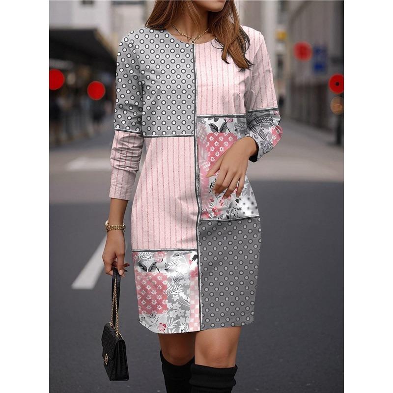 JPNTKY Fashion Autumn Winter Long Sleeve O-Neck Casual Dresses