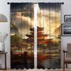 Japan Style Curtains for Living Room Curtain Halloween Decoration Home Interior Curtains 2 Pieces Tulle for Bedroom Partition