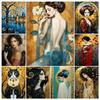 5D DIY Diamond Painting Art Gustav Klimt Cat and Woman Diamond Mosaic Full Diamond Home Decor Gift