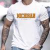 Michigan USA Text T-Shirt,Soft Breathable & Fade-Resistant, Classic Fit for Daily Casual Wear