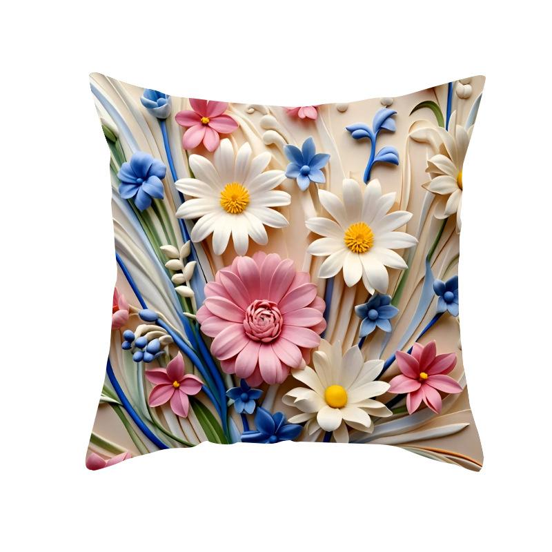 New Decorative Pillowcase 3D Three-dimensional Effect Floral Pillowcase Sofa Cushion Cover Digital Printing