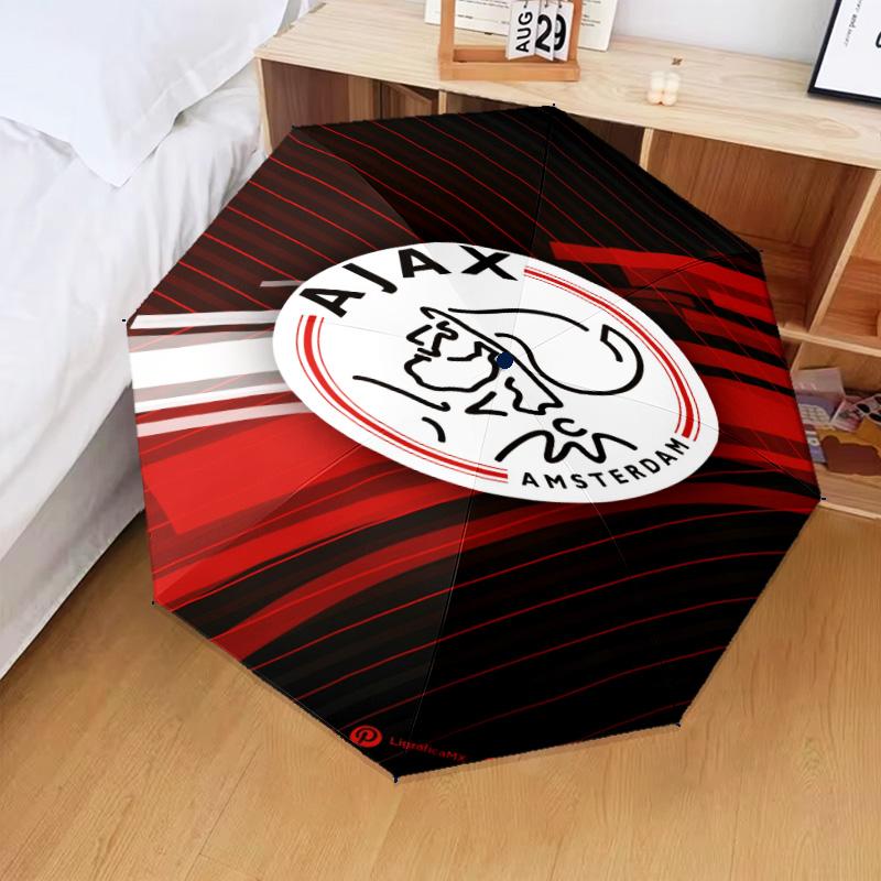 AFC Ajax Emblem Design Umbrella Folding Umbrella, Automatic Umbrella 8-Frame for Travel, Camping Use Gift for Halloween Christmas