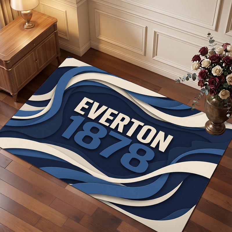 Everton Football Print Crystal Velvet Rug, Comfortable Water Absorbent Non Slip Indoor Floor Carpet