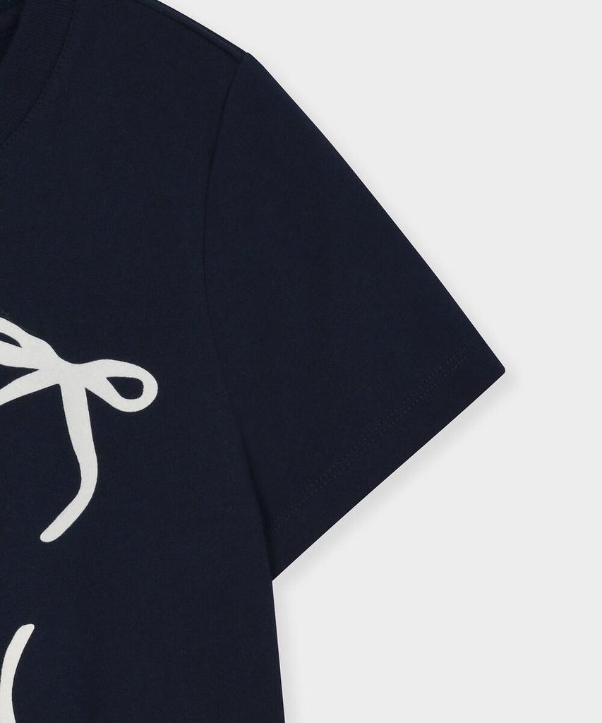 FALLETT Flowing Ribbon Crop Short Sleeve T-Shirt Navy