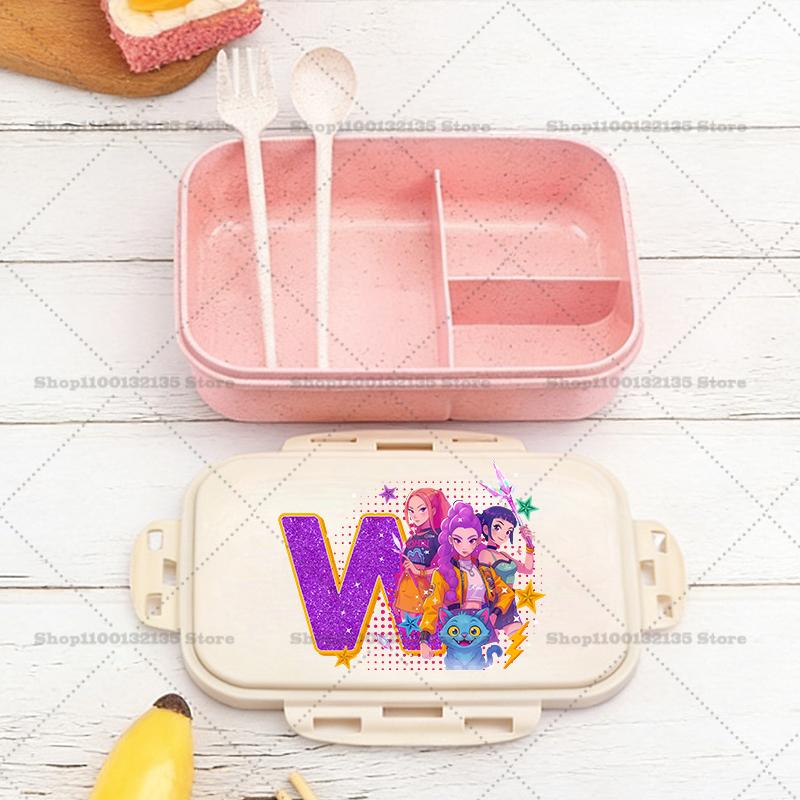 Kpop Demon Hunters Boy Girl Lunch Box Anime Portable Bento Boxs Student Hermetic Food Crisper Single Layer Capacity Kids Gift