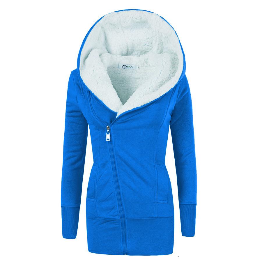 Autumn and Winter New Thickened Women's Medium and Long Cardigan Lamb Wool Hooded Long-sleeved Women's Sweater To Keep Warm