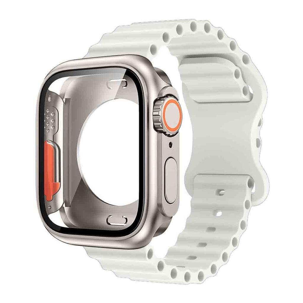 NIEUWE Glazen Hoes+Bandje voor Apple Watch Band 40 41 44 45 42 46mm Schermbeschermers hoes voor Apple IWatch Series 11 10 9 8 7 6 54