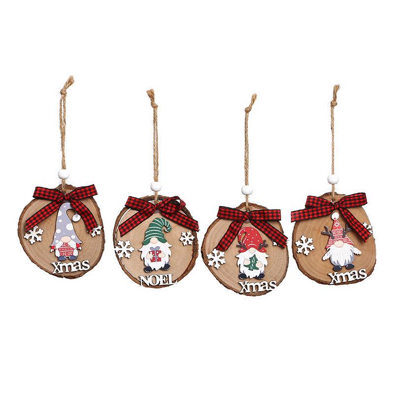 Wooden Christmas Bow Ornament: Raw Wood Pendant for Tree Decoration