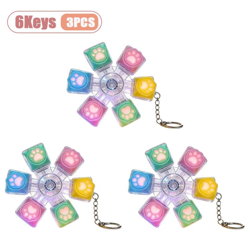 1-20PCS Silicone Cat Paw Keycap Fidget Spinner Stress Relief Toy for Keyboard Decompression Finger Gyroscope Keychain