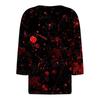 Women's Fashion Casual Halloween Printed V-Neck Short Sleeve Decorative Button Three-quarter Sleeve T-Shirt Top