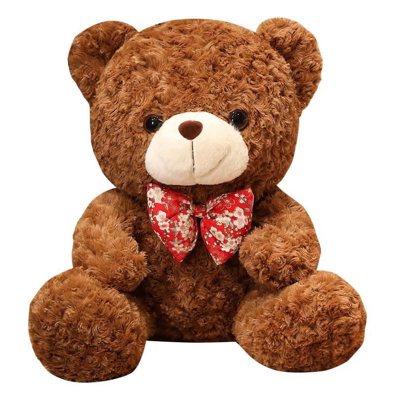 Colorful Plaid Bow Tie Teddy Bear Doll Plush Toy Sitting Bear Hug Bear Doll Valentine'S Day Birthday Gift