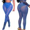 Europe and The United States Autumn Sexy See-through Mesh High Waist Buttocks Slim Women's Sports Casual Pants