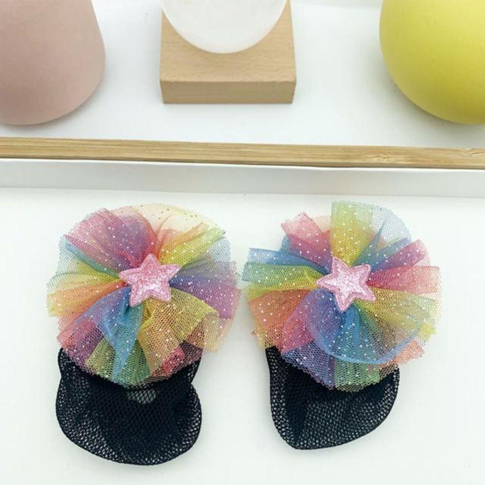 2PCS Spring Clip Ballet Hair Net Fashion Headdress Korean Bun Snood Girls Elastic Hair Net Kids