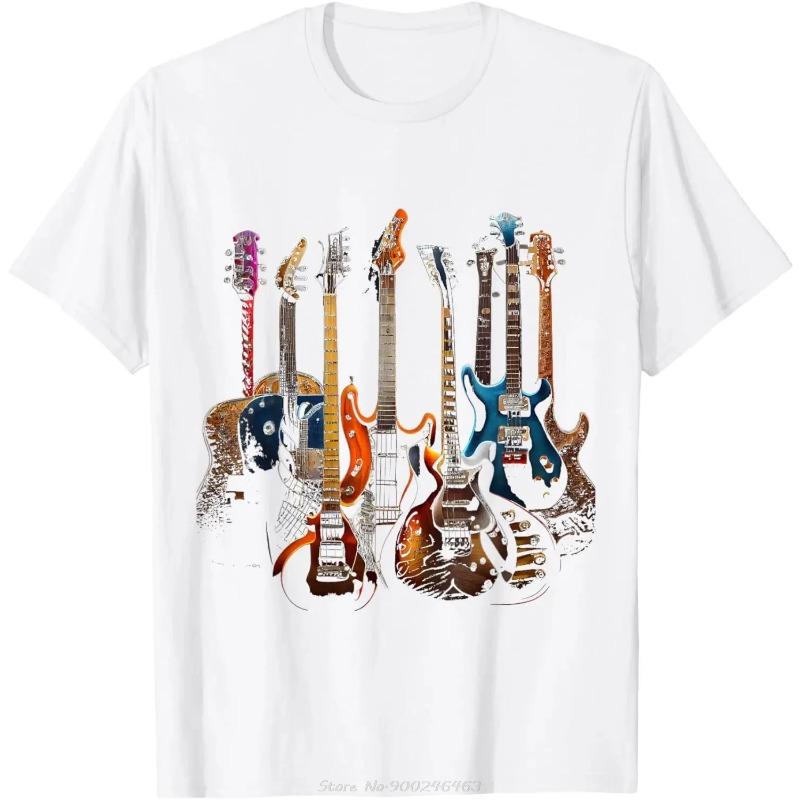 Gitarren Gitarristen Geschenk T-Shirt Musikliebhaber Rock Kundenspezifisches bedrucktes Grafik T-Shirt Unisex Sommer Herren Kleidung T-Shirts O-Ausschnitt T-Shirt