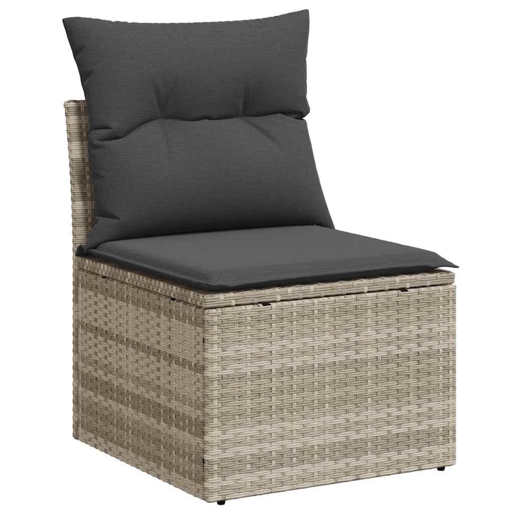 Garden Sofa Set with Cushions and Storage 11 Pcs Grey Poly Rattan