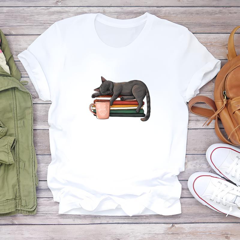 Women's T-shirt, Summer Trendy Cute Pattern, Short-sleeve Fashionable Daily Wear.