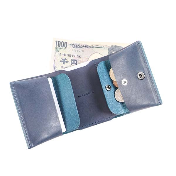 FABRIK Compact and Genuine Dark Gift Tri-Fold Wallet, Fabric, Secure, Leather, Men's, Green,