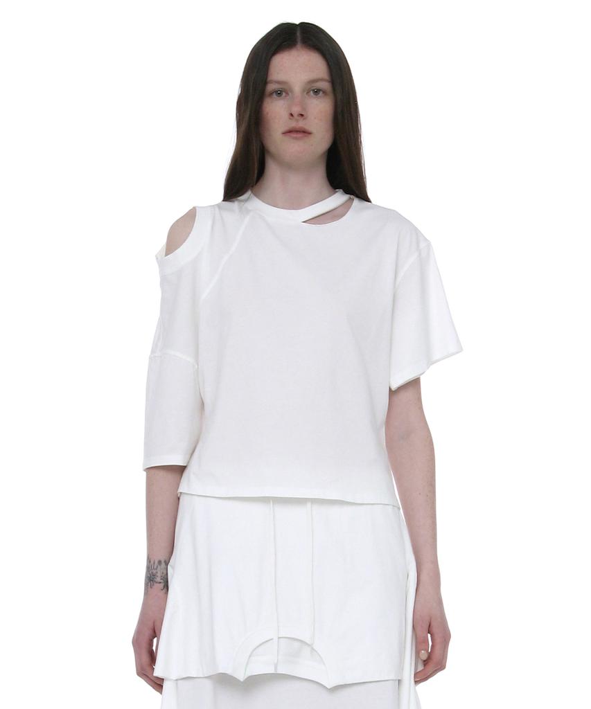 PARTIMENTO WOMEN Two-Way Cutout Deconstructed Top_White