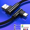 Trenza de nailon 90 grados 2.4A Cable de carga rápida Android tipo C Cable de datos USB para iPhone Samsung Huawei Xiaomi Cable de cargador de teléfono móvil