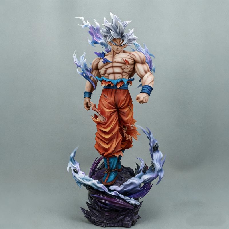 42cm Dragon Ball Ultra Instinct Goku Große Größe PVC Figur Austauschbarer Doppelkopf Statue Sammlerstück Anime Modell Spielzeug Dekoration Geschenk