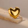 Cute Heart Chunky Stainless Steel Rings for Women Gold Open Adjustable Vintage Wedding Ring Aesthetic Jewelry Accessories