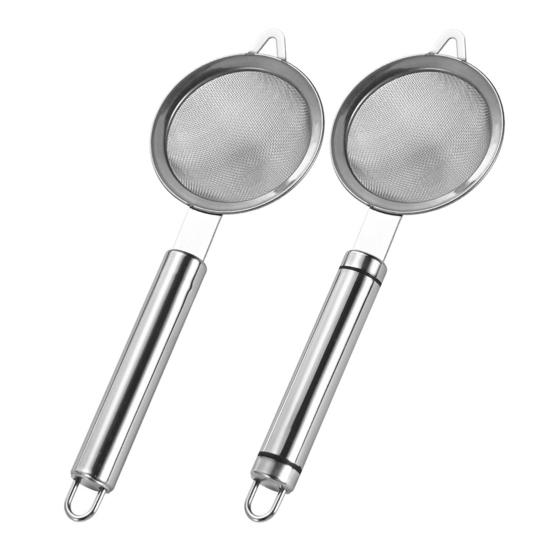 Stainless Steel Fine Mesh Strainer Colander with Anti-Slip Handle Kitchen Flour Sieve for Tea Juice Oil Strainer Baking Ingredient Sifter