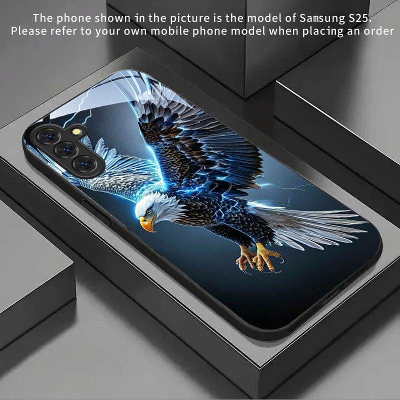 Cool Electric Eagle tempered glass phone case suitable for Samsung Galaxy S26 S25 S24 S22 S21 S20 FE Ultra Plus5G anti drop