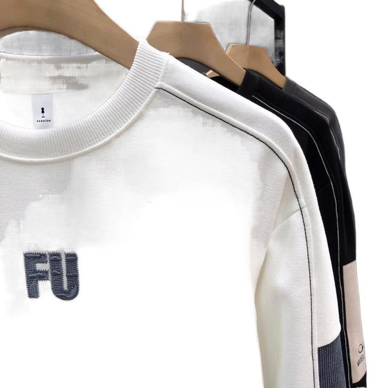 Men's Heavyweight Round Neck Sweatshirts, Trendy Spring/Autumn Long Sleeve Tops