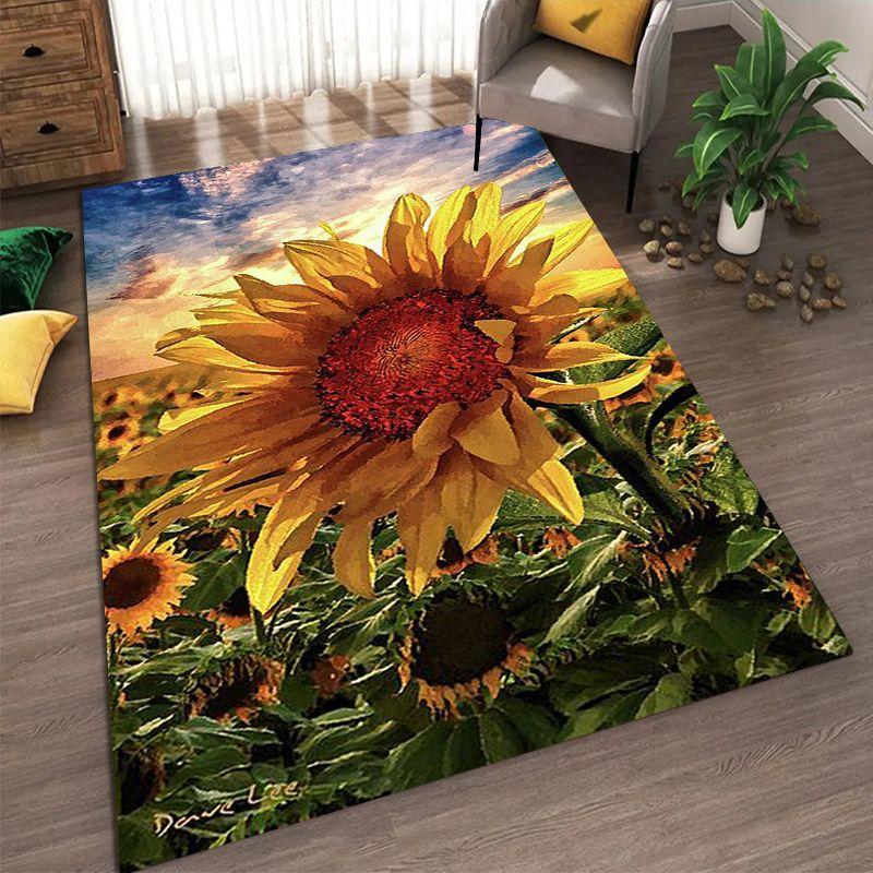 Tapis de Salon Motif Tournesol Résistant à la Saleté et Facile à Entretenir Tapis de Pied Chambre Tapis de Sol Grande Taille