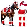 1/4/7 Stück Pferd Weihnachtskostüme Roter Weihnachtsmannhut Pferdesatteldecke Beinwickel Dekoration Zubehör